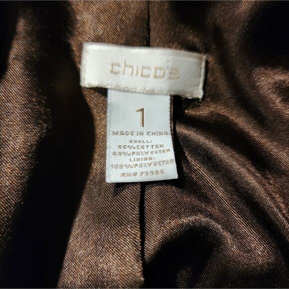 Chicos Brown Sequin Blazer sz Medium Chocolate Streetwear Glam Rock & Roll - Picture 6 of 7